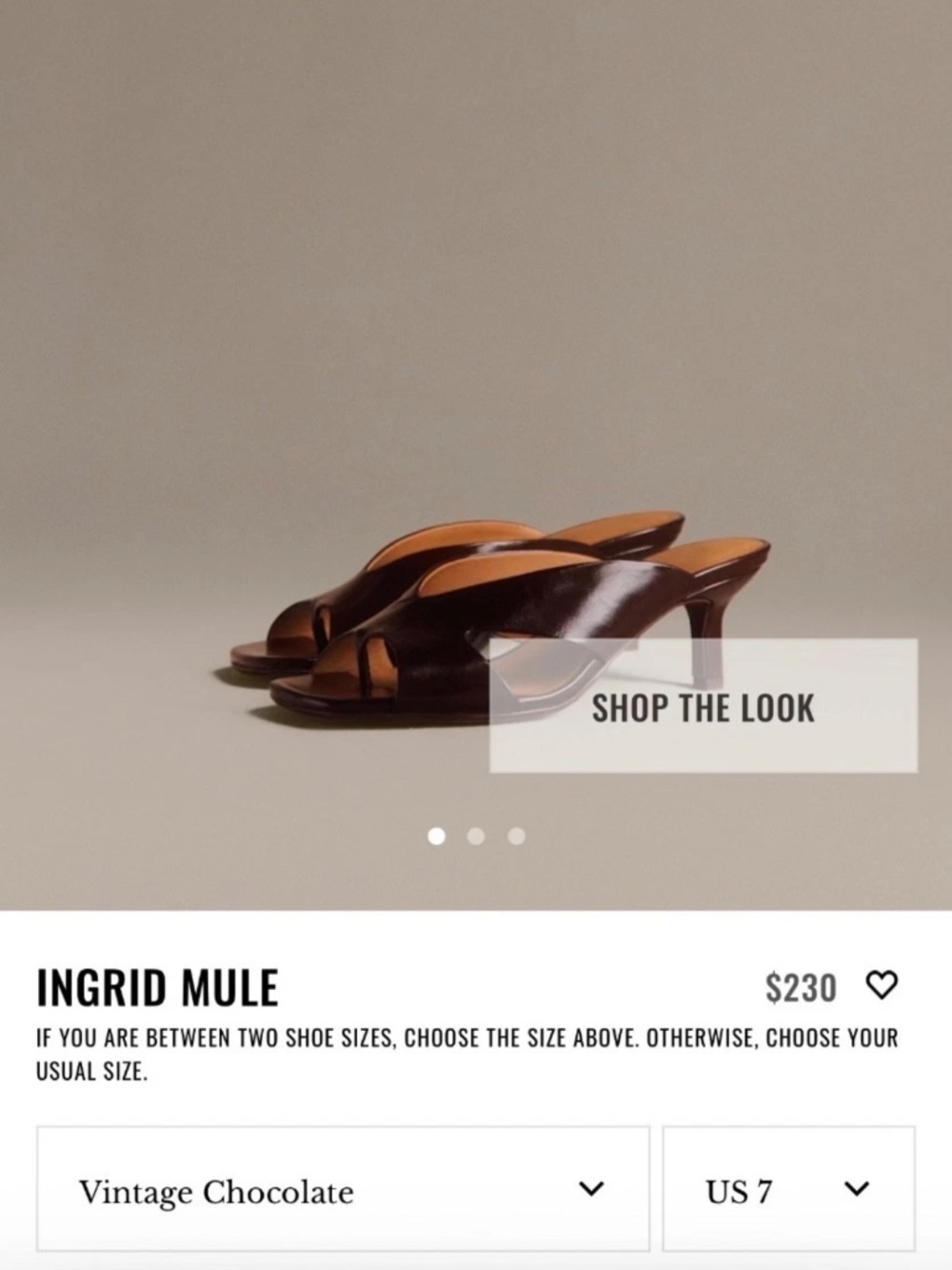 Sézane Ingrid Mule NWT Size 7 Vintage Chocolate